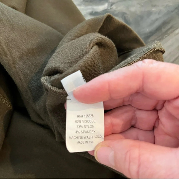 BAW Shop Army Green Fit and Flare Knit Dress Pockets Made in NYC L - Picture 7 of 10